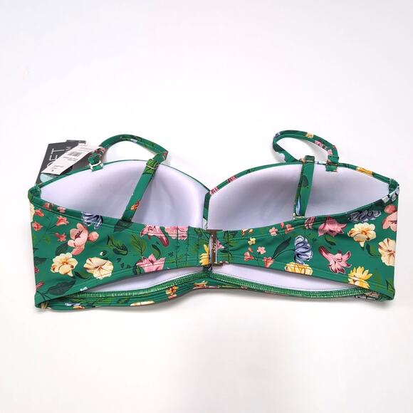 LOFT Swim Bikini Size XXL Green Floral Bandeau Top High-Waisted Bottom NEW NWT - Picture 4 of 16